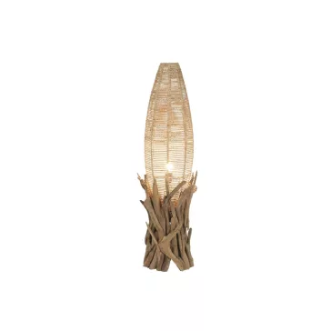 Lampara pie teca 37x37x119 hecho a mano natural