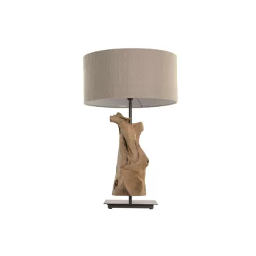 Lampara sobremesa teca hierro 35x35x65