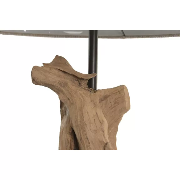 Lampara sobremesa teca hierro 35x35x65