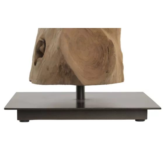 Lampara sobremesa teca hierro 35x35x65