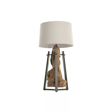 Lampara sobremesa teca hierro 40x36x76