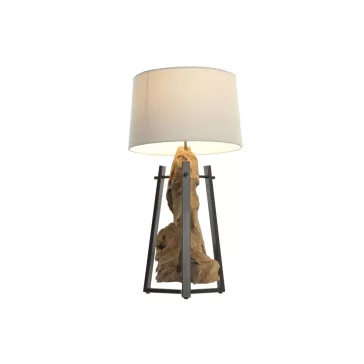 Lampara sobremesa teca hierro 40x36x76
