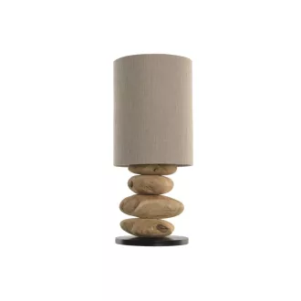 Lampara sobremesa teca hierro 40x40x74