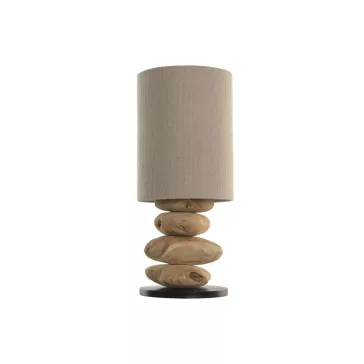 Lampara sobremesa teca hierro 40x40x74