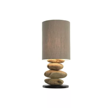 Lampara sobremesa teca hierro 40x40x74