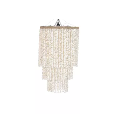 Lampara techo conchas 40x40x70 hecho a mano blanco