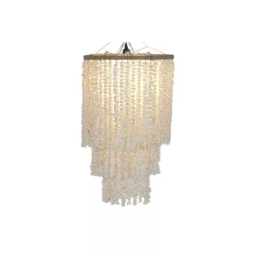Lampara techo conchas 40x40x70 hecho a mano blanco
