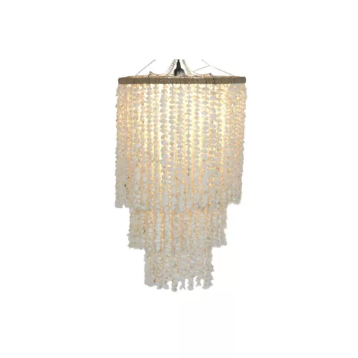 Lampara techo conchas 40x40x70 hecho a mano blanco