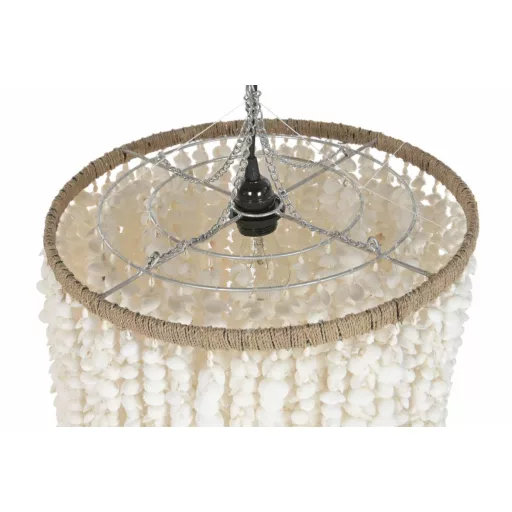 Lampara techo conchas 40x40x70 hecho a mano blanco