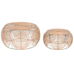 Telefonos asztal szett 2db-os rattan 80x80x40 természetes