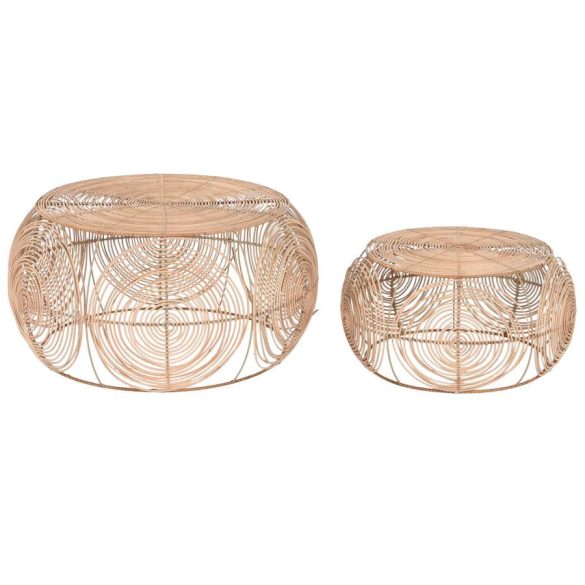 Telefonos asztal szett 2db-os rattan 80x80x40 természetes