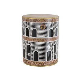 Kisasztal porcelán 34x34x44 cm natúr, fehér, fekete