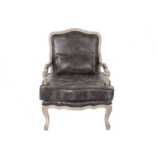 Fotel pu rubberwood 70x66x94 kopott barna