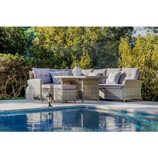 Szófa, szett, 4db-os, rattan, szintetikus, 260x200x80, 5, mm., kinti