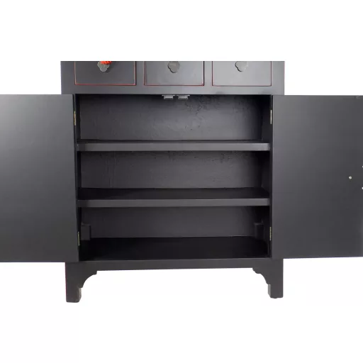 Fiókos szekrény fenyő mdf 63x27x101 keleti fekete