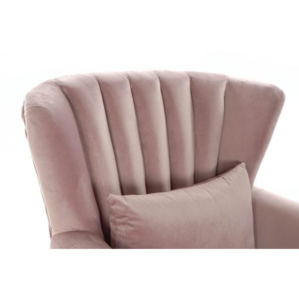 Fotel velvet rubberwood 73x59x87 43cm rózsaszín