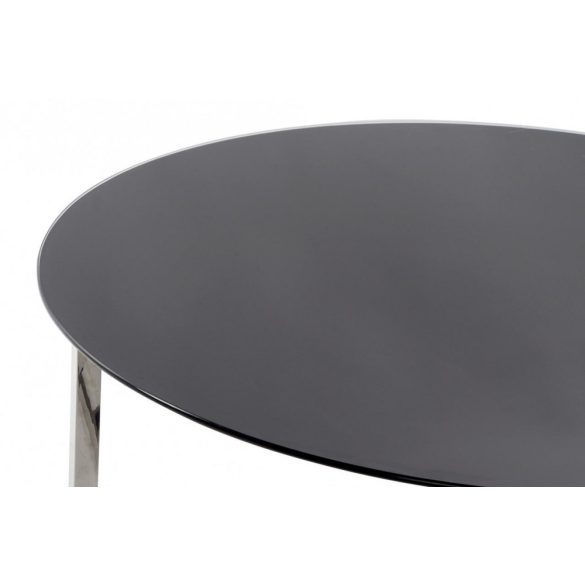 Asztal, kávé-s, fém, üveg, 100x100x45, fekete