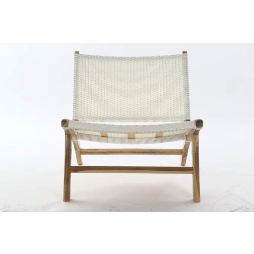 Fotel, teakfa, pvc, 65x81x69, fehér