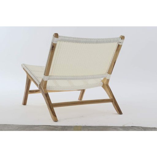 Fotel, teakfa, pvc, 65x81x69, fehér