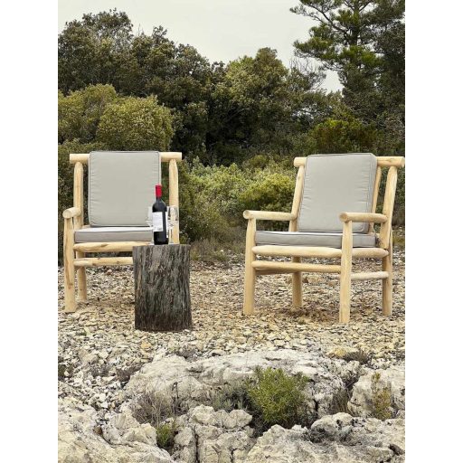 Fotel, teakfa, poliészter, 65x66x92, fehér