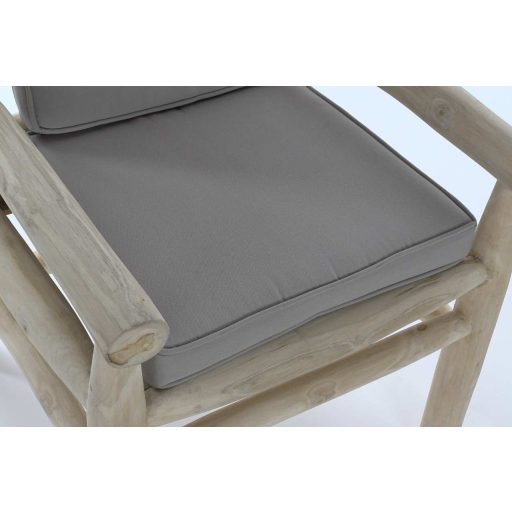 Fotel, teakfa, poliészter, 65x66x92, fehér