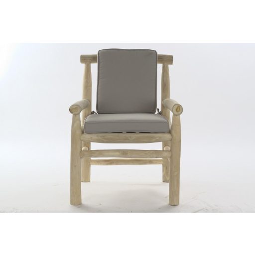 Fotel, teakfa, poliészter, 65x66x92, fehér