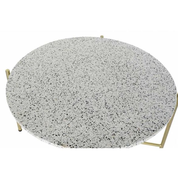 Asztal kávézó vas kő 80x80x43 terrazo fehér