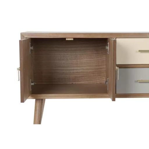 Szekrény tv-s paulownia fém 90x34x67 szürke