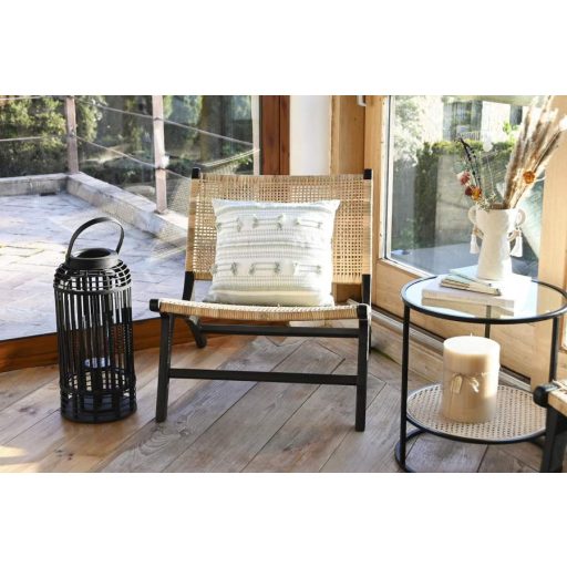 Szék teakfa rattan 65x78x68 fekete