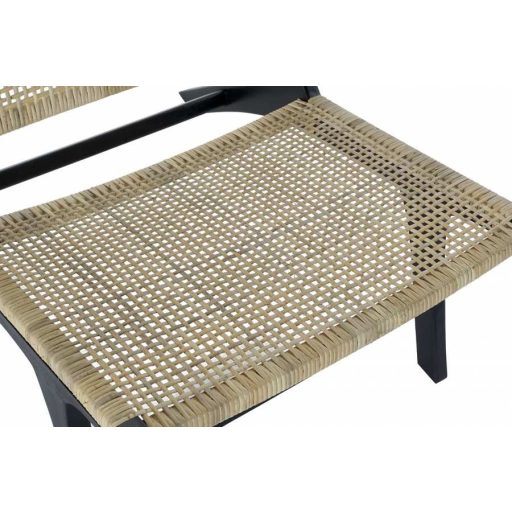 Szék teakfa rattan 65x78x68 fekete
