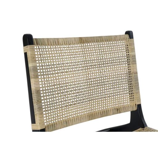 Szék teakfa rattan 65x78x68 fekete