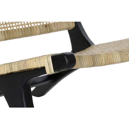 Szék teakfa rattan 65x78x68 fekete