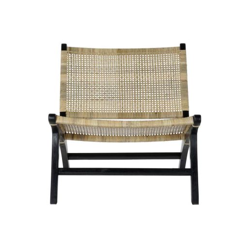 Szék teakfa rattan 65x78x68 fekete