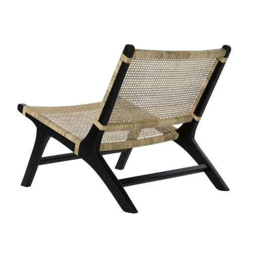 Szék teakfa rattan 65x78x68 fekete