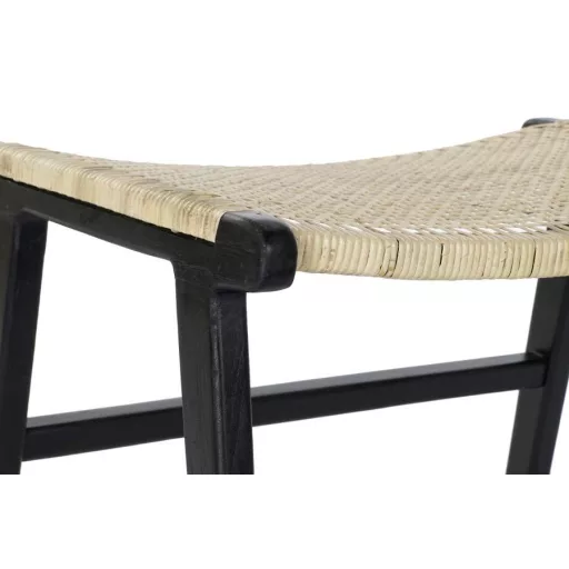 Kispad teakfa rattan 65x47x40 fekete