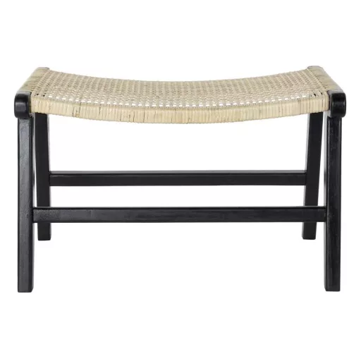 Kispad teakfa rattan 65x47x40 fekete