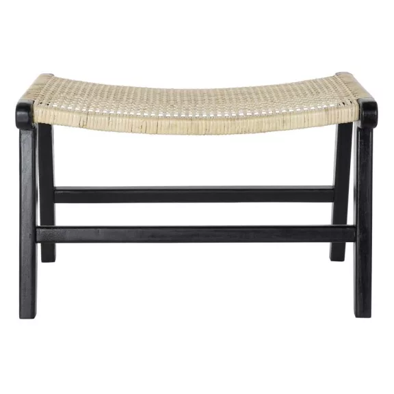 Kispad teakfa rattan 65x47x40 fekete