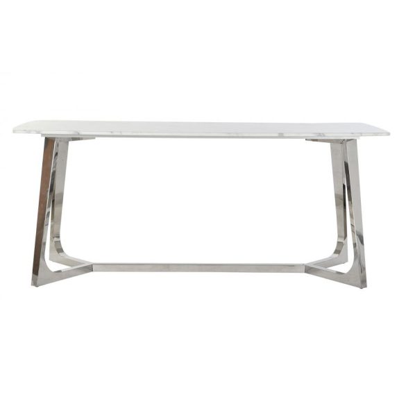 Asztal ebédlő acél márvány 180x90x76 ezüstözött