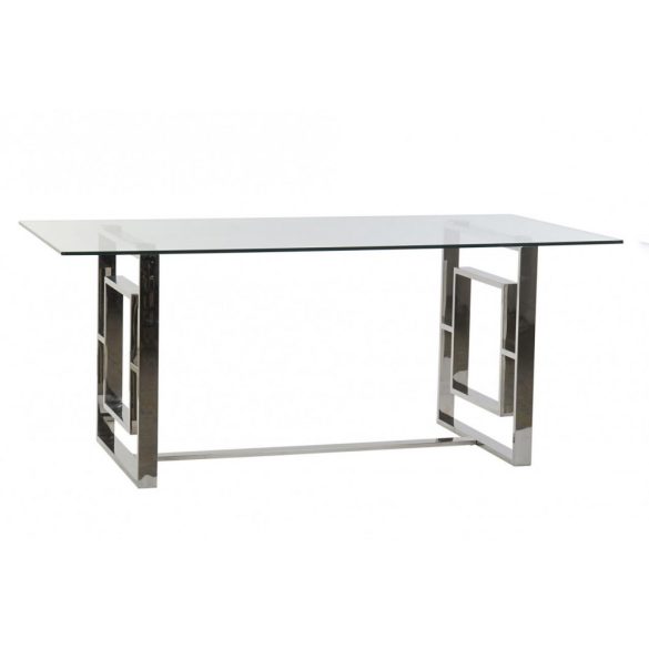 Asztal ebédlő acél üveg 180x90x75