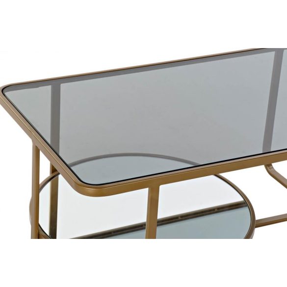 Asztal kávé-s fém üveg 90x50x35 matt aranyozott