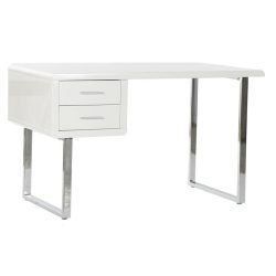 Íróasztal mdf fém 120x55x76 krómozott fehér