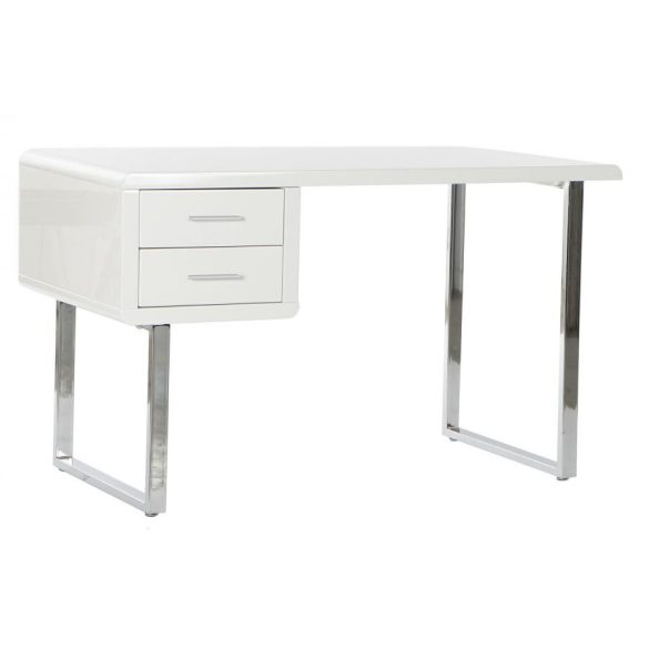Íróasztal mdf fém 120x55x76 krómozott fehér