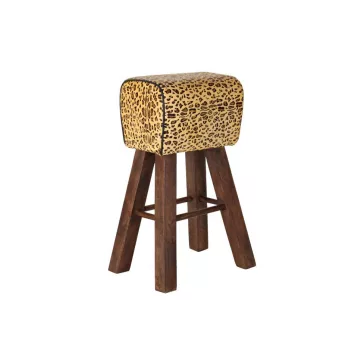 Bárszék fa bőr 50x35x75 leopárd