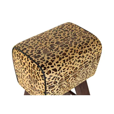 Bárszék fa bőr 50x35x75 leopárd