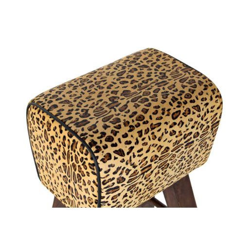 Bárszék fa bőr 50x35x75 leopárd