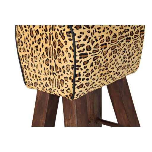 Bárszék fa bőr 50x35x75 leopárd