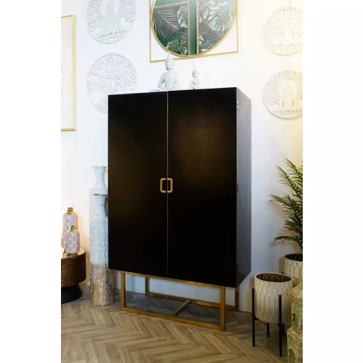 Szekrény nyárfa fém 110x50x180 fekete