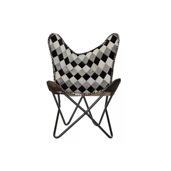 Fotel bőr vas 70x70x90 rombusz barna