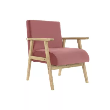 Fotel poliészter mdf 61x63x77 bársony rózsaszín