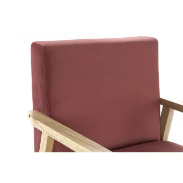 Fotel poliészter mdf 61x63x77 bársony rózsaszín